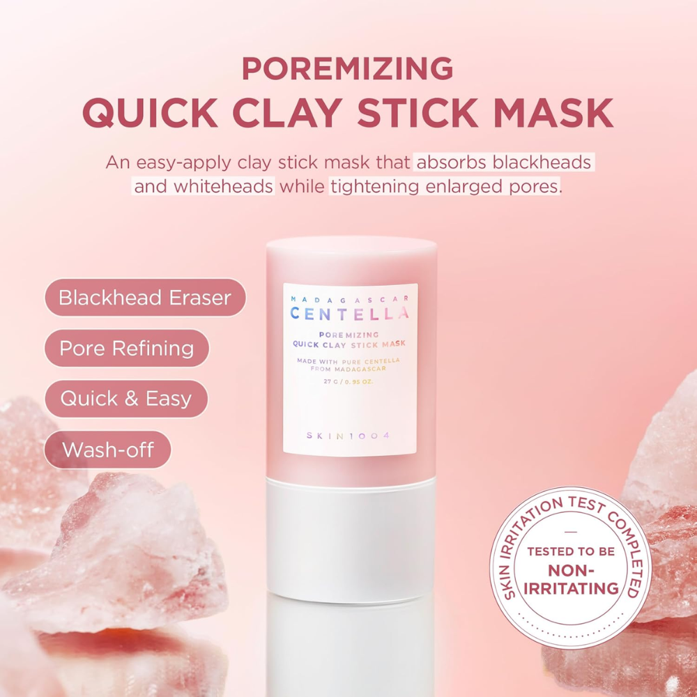 Madagascar Centella Poremizing Quick Clay Stick Mask 27g from Centella, a facial care product with a clay stick for pore cleansing.