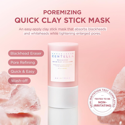 Madagascar Centella Poremizing Quick Clay Stick Mask 27g from Centella, a facial care product with a clay stick for pore cleansing.