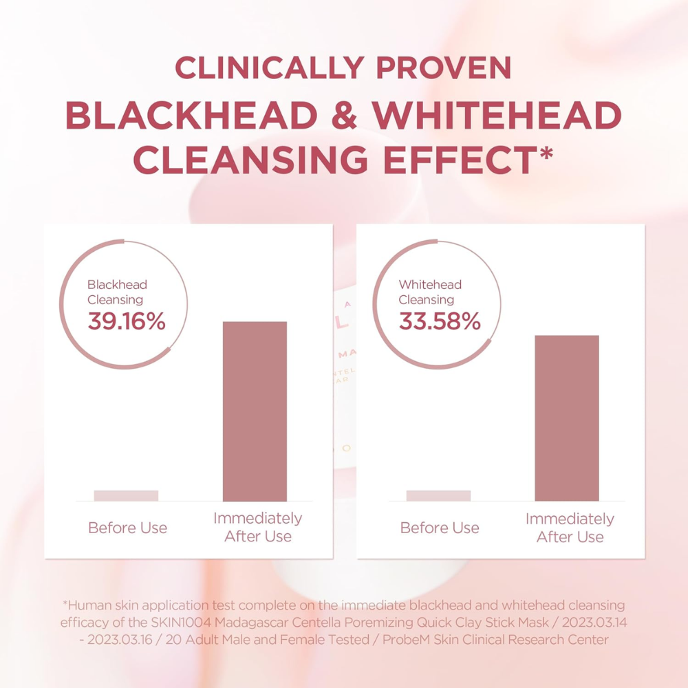 Madagascar Centella Poremizing Quick Clay Stick Mask 27g, a facial skincare product with a sleek stick form and natural ingredients.