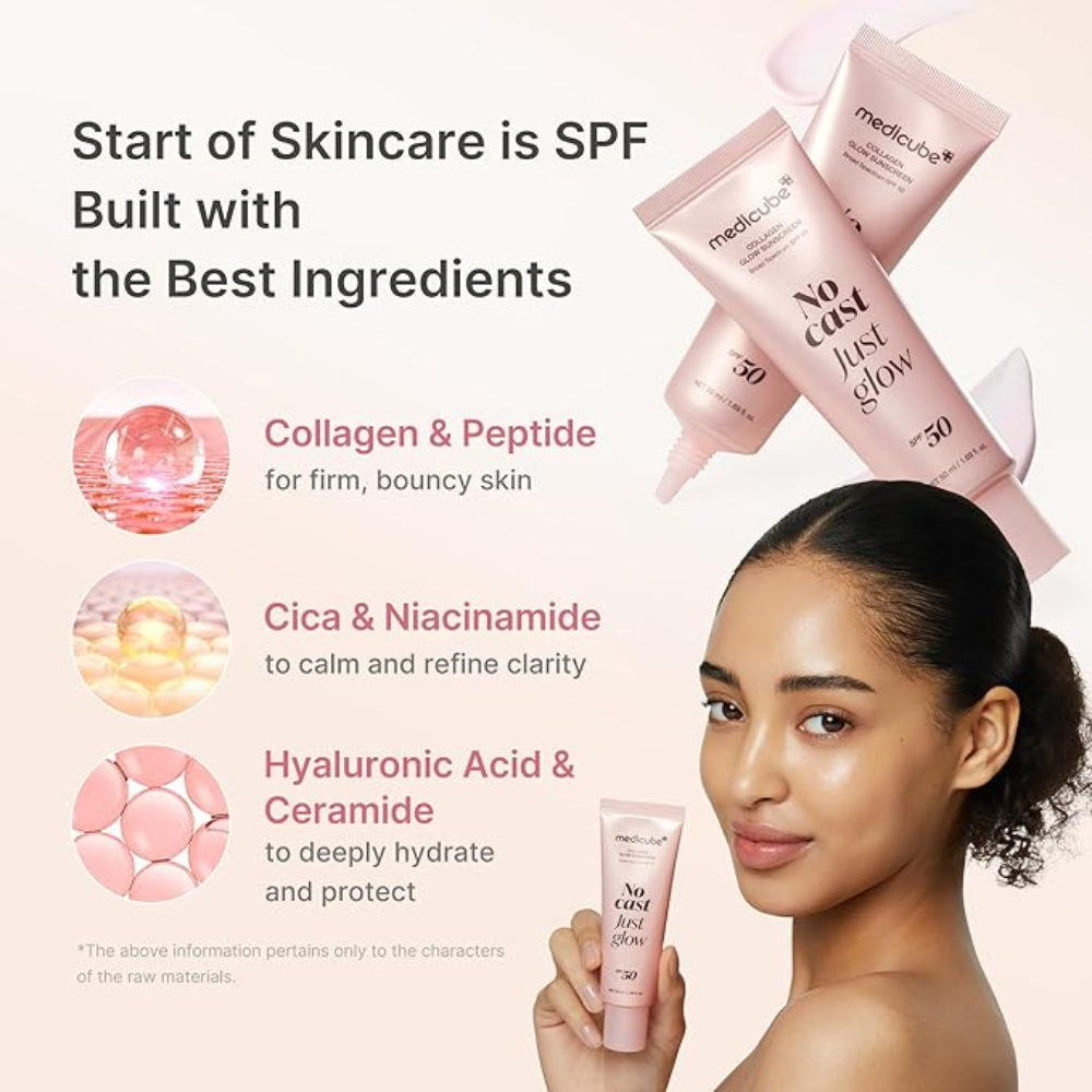 Medicube No Cast Just Glow Collagen Sunscreen SPF 50- 50ml | Hydrating Glow Sunscreen