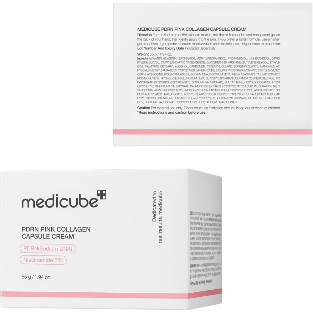 Medicube PDRN Pink Collagen Capsule Cream 55g | Firming & Brightening Moisturizer with PDRN and 5% Niacinamide