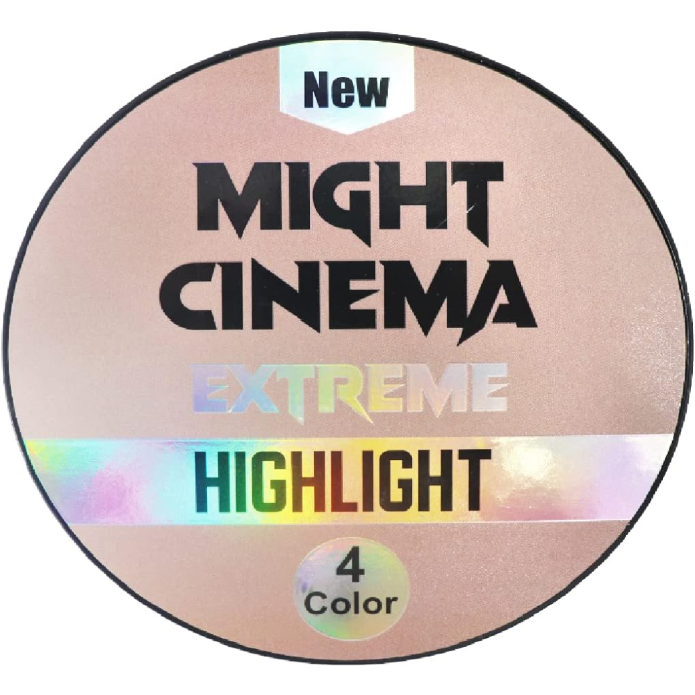 Might Cinema Extreme Highlight 4-color makeup palette with shimmery highlighters in a sleek compact for glowing skin.