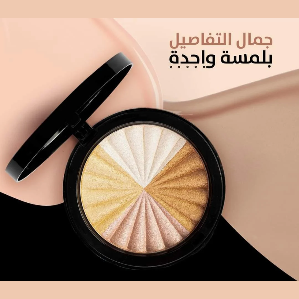 Might Cinema Extreme Highlight 4-color makeup palette with four shimmering highlighters and sleek packaging.