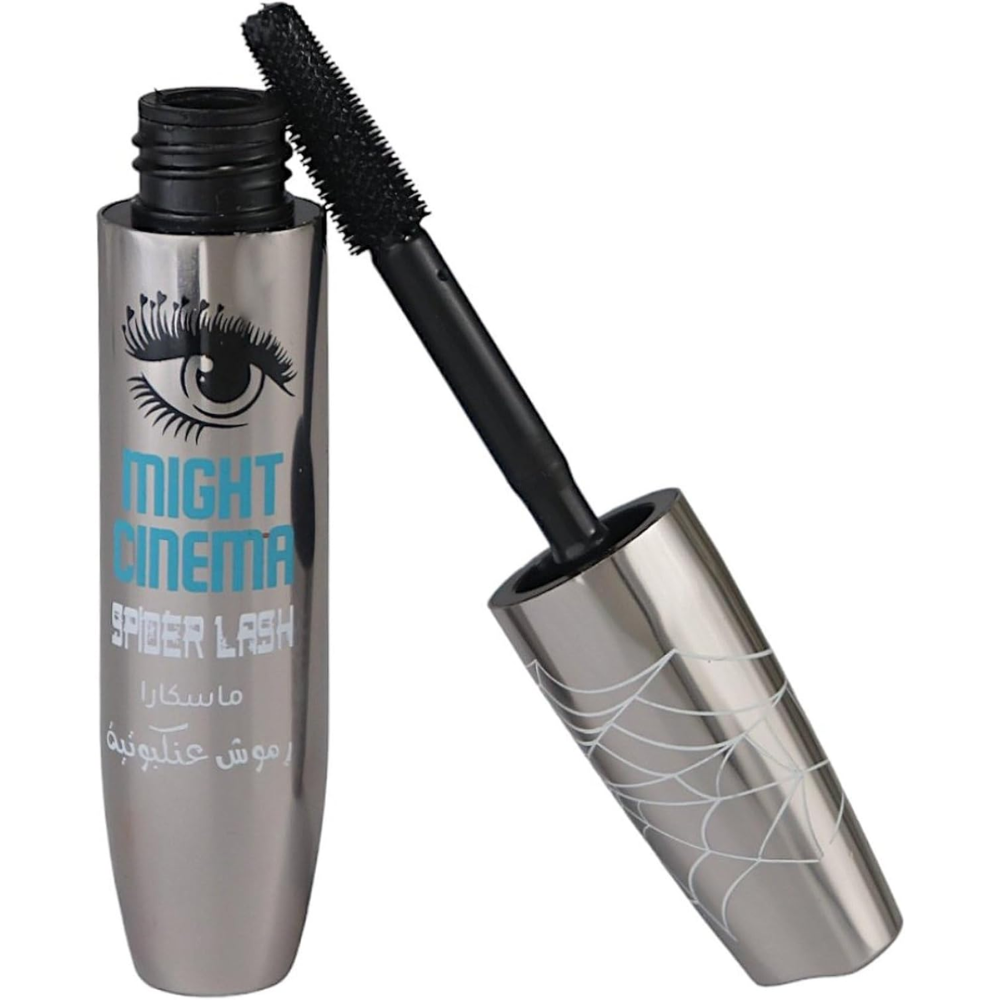 Might Cinema Volume Express Spider Lash mascara in black, 10ml tube showing its sleek packaging and brush applicator.