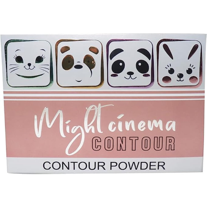 Might Cinema contour powder palette with 6 shades for makeup contouring and highlighting, displayed in a sleek compact.