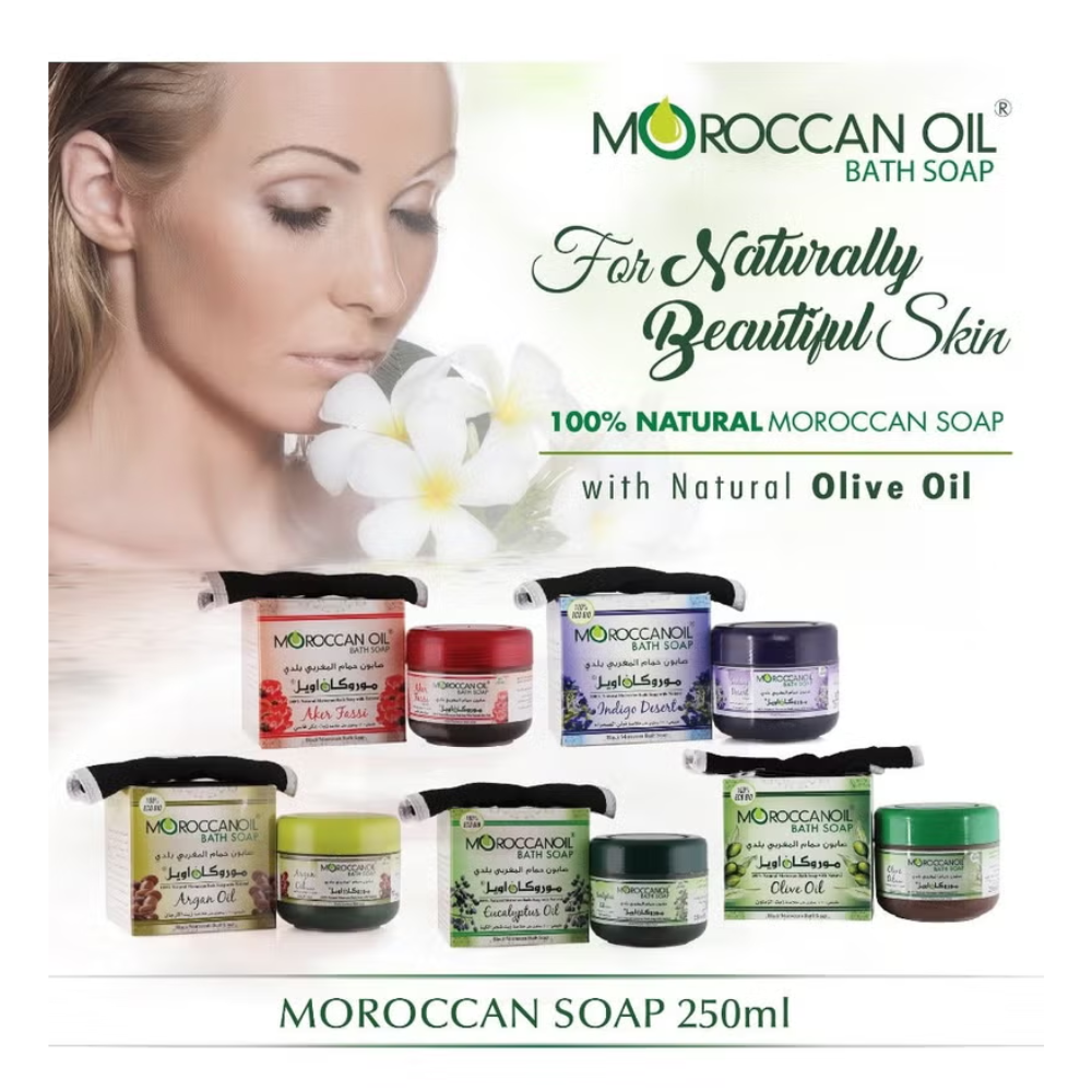 Moroccan oil bath soap 250ml for body care, featuring rich Moroccan oil in a sleek bottle with a pump dispenser.