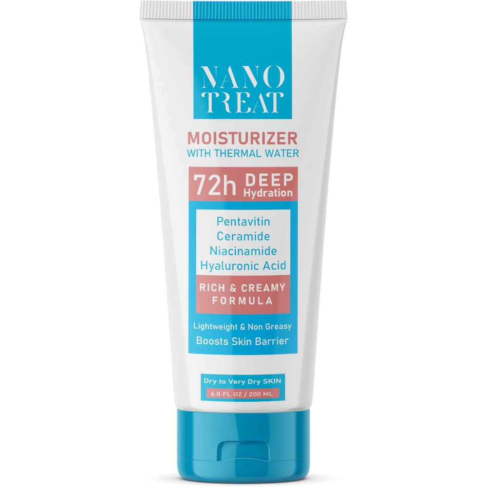 NANO TREAT 72H Deep Hydration Moisturizer with Thermal Water for dry skin, 200ml facial care cream in a jar