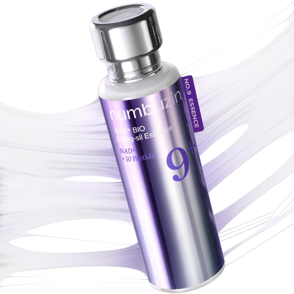 Numbuzin Nad Bio Lifting-Sil Essence 9+ facial care bottle, 50ML, with sleek packaging and applicator for skin lifting and hydration.