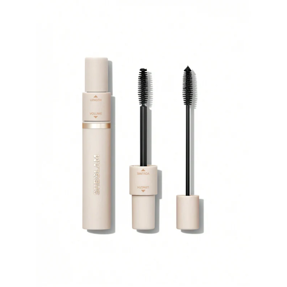 Sheglam Lash Besties 2-in-1 mascara tube with brush applicator, showcasing the makeup product for voluminous, defined lashes.