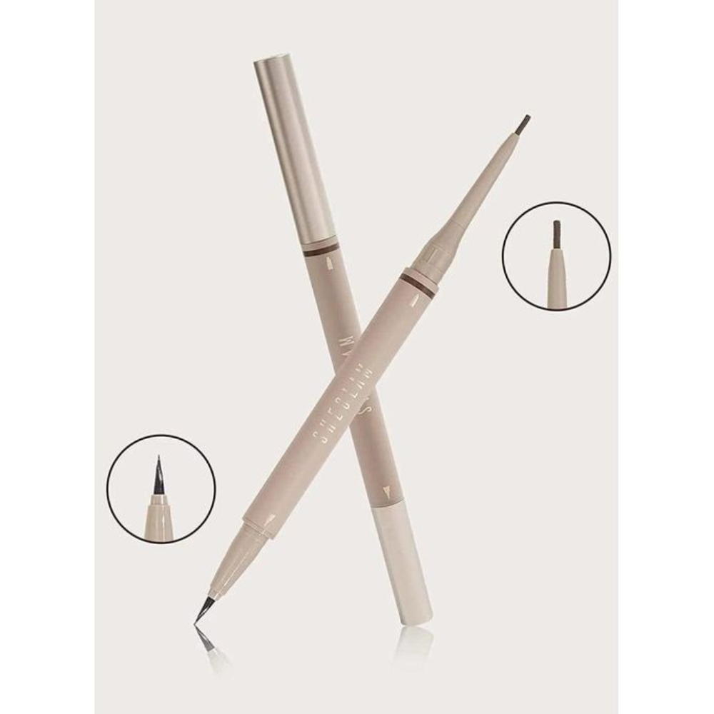Sheglam Brows On Demand 2-in-1 brow pencil with spoolie and angled tip for precise eyebrow makeup application.