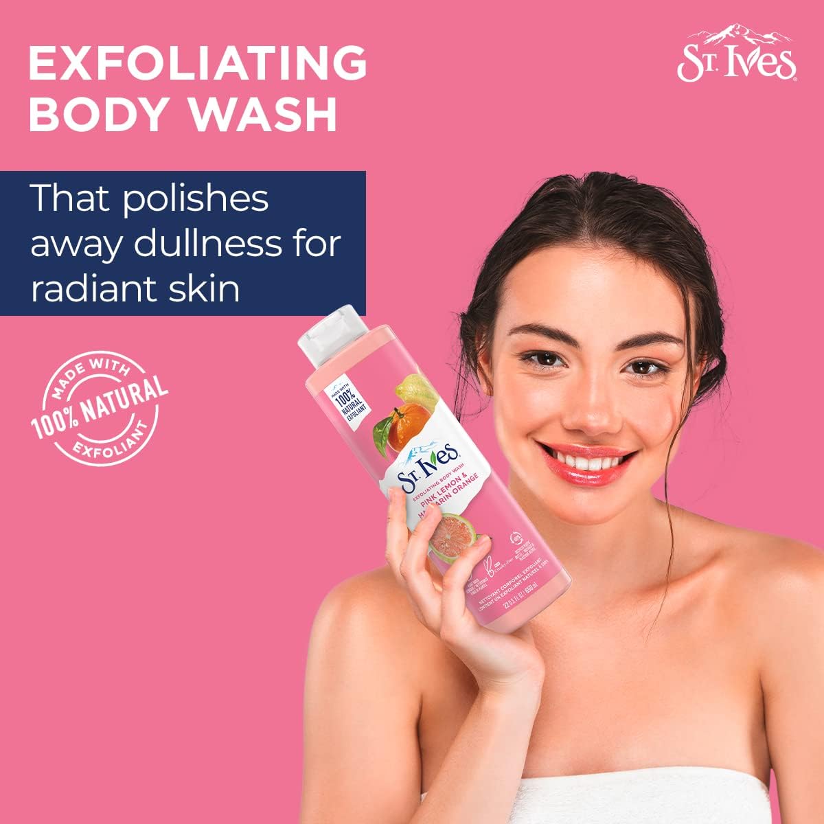 جل استحمام مُقشّر ومُشرق للبشرة من سانت آيفز، بالليمون الوردي واليوسفي، ٦٥٠ غرام