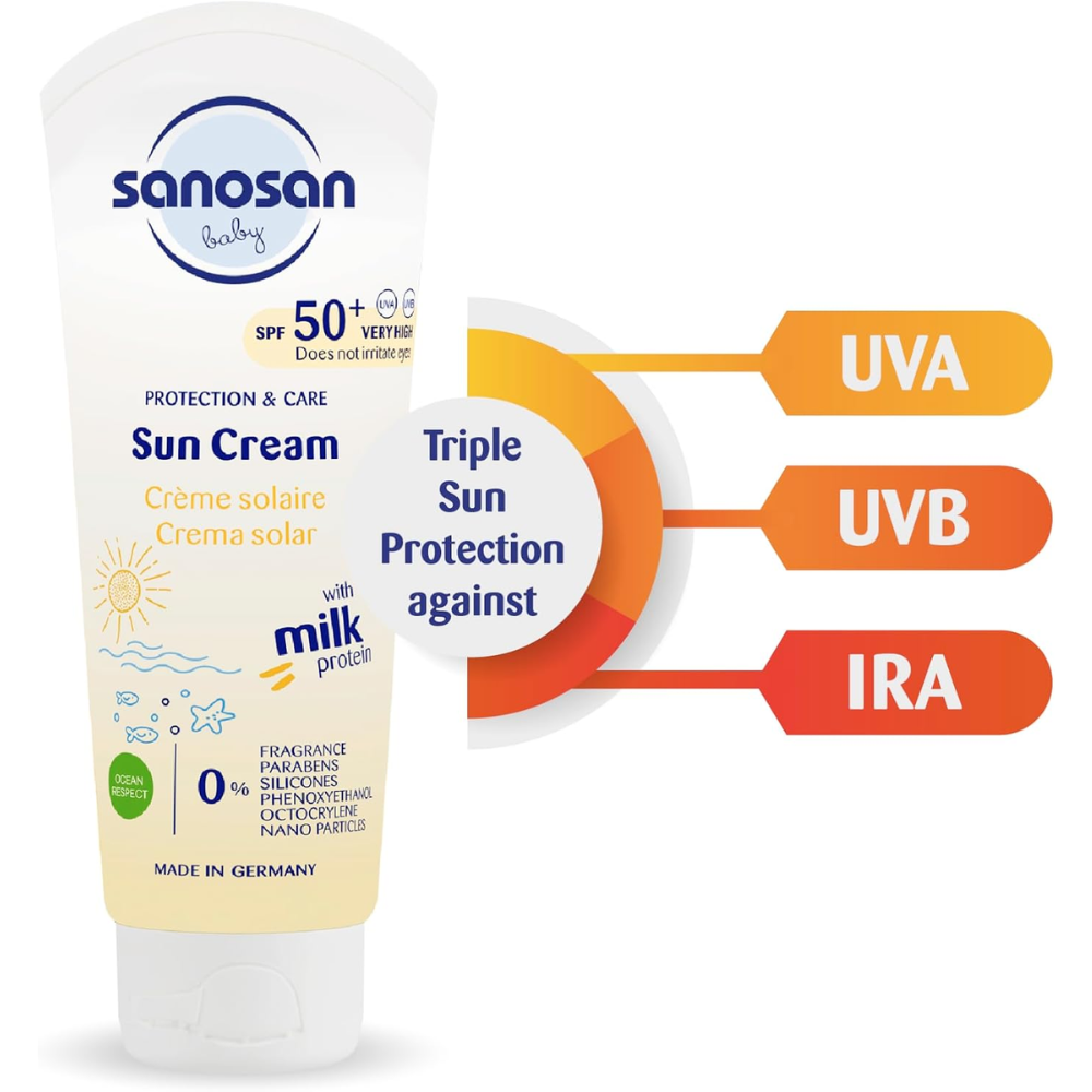 Sanosan Baby Sun Cream Face SPF 50+ | Very High UVA/UVB Protection for Sensitive Baby & Children's Skin