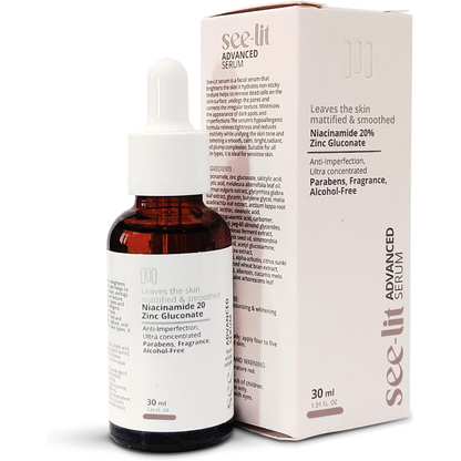See-lit Advanced Face Serum 30 ML bottle with sleek packaging, designed for facial care and skin nourishment.