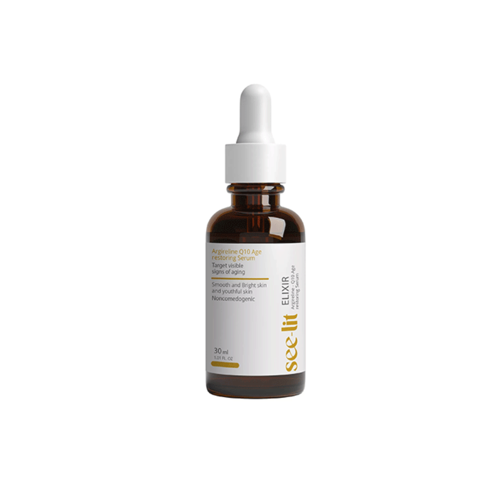 See-lit Elixir Face Serum 30ml bottle with sleek packaging, suitable for facial care and skin hydration.