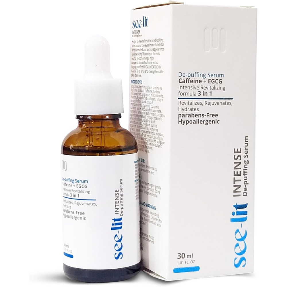 See-lit Intense Face Serum 30 ML in a clear bottle with dropper, designed for facial care and skin nourishment.
