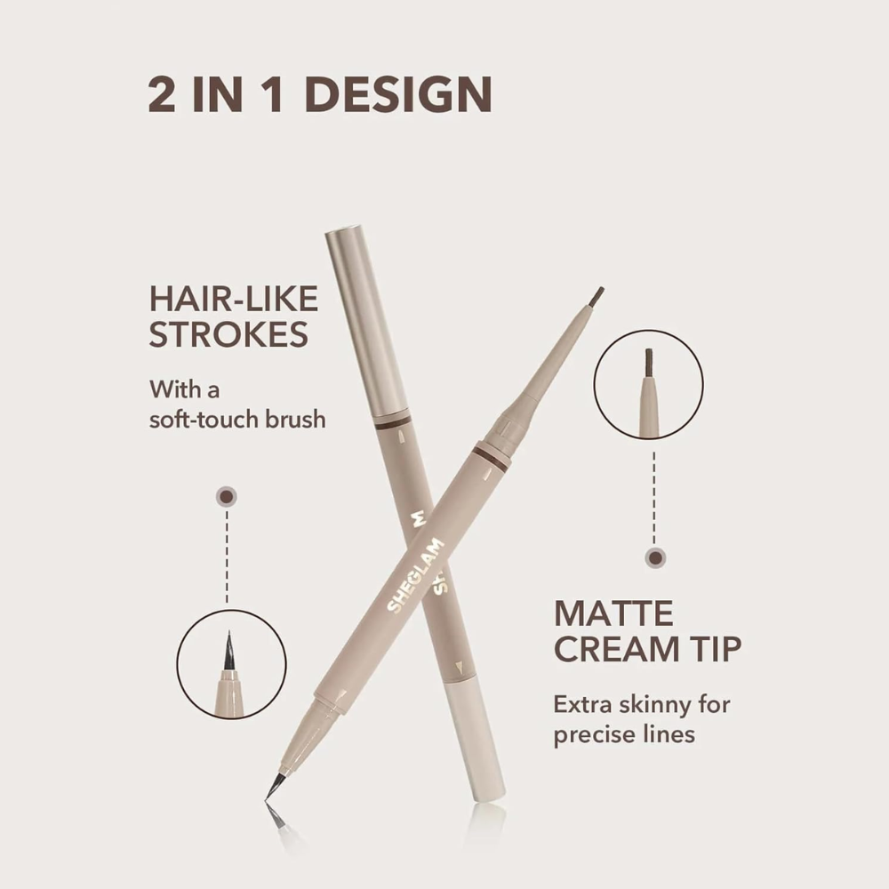 Sheglam Brows On Demand 2-in-1 brow pencil for precise shaping and filling in black makeup product image