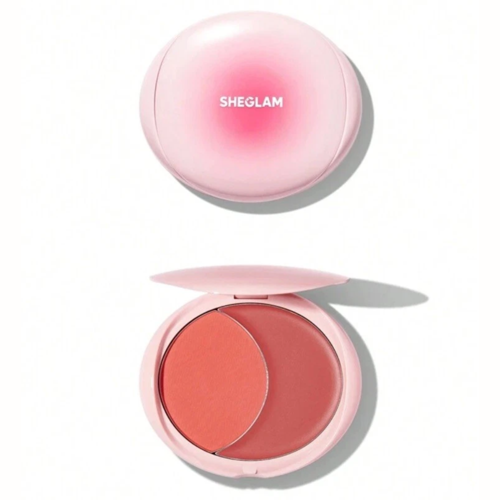 Sheglam Cheek 2 Cheek blush duo in Cherry Sorbet, featuring creamy and powder blush shades for a natural rosy glow.