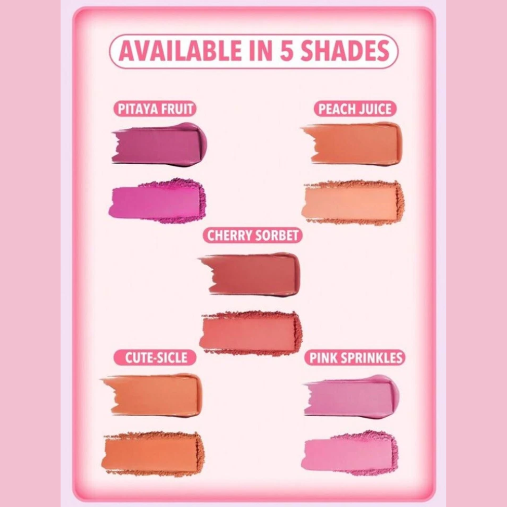 Sheglam Cheek 2 Cheek Blush Duo in Cherry Sorbet featuring two shades of cream and powder blush for a natural glow