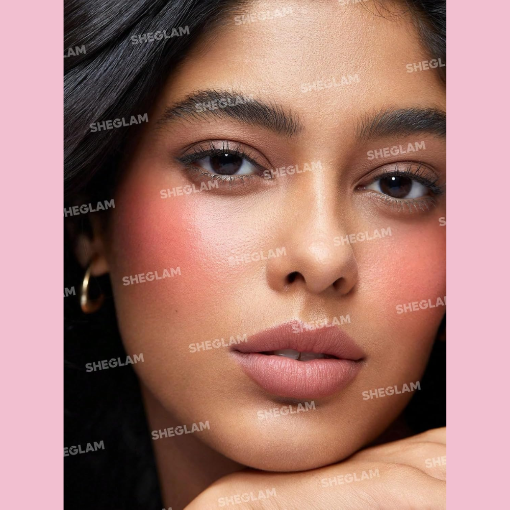 Sheglam Cheek 2 Cheek blush duo in Cherry Sorbet with cream and powder blushes displayed in a compact makeup palette.