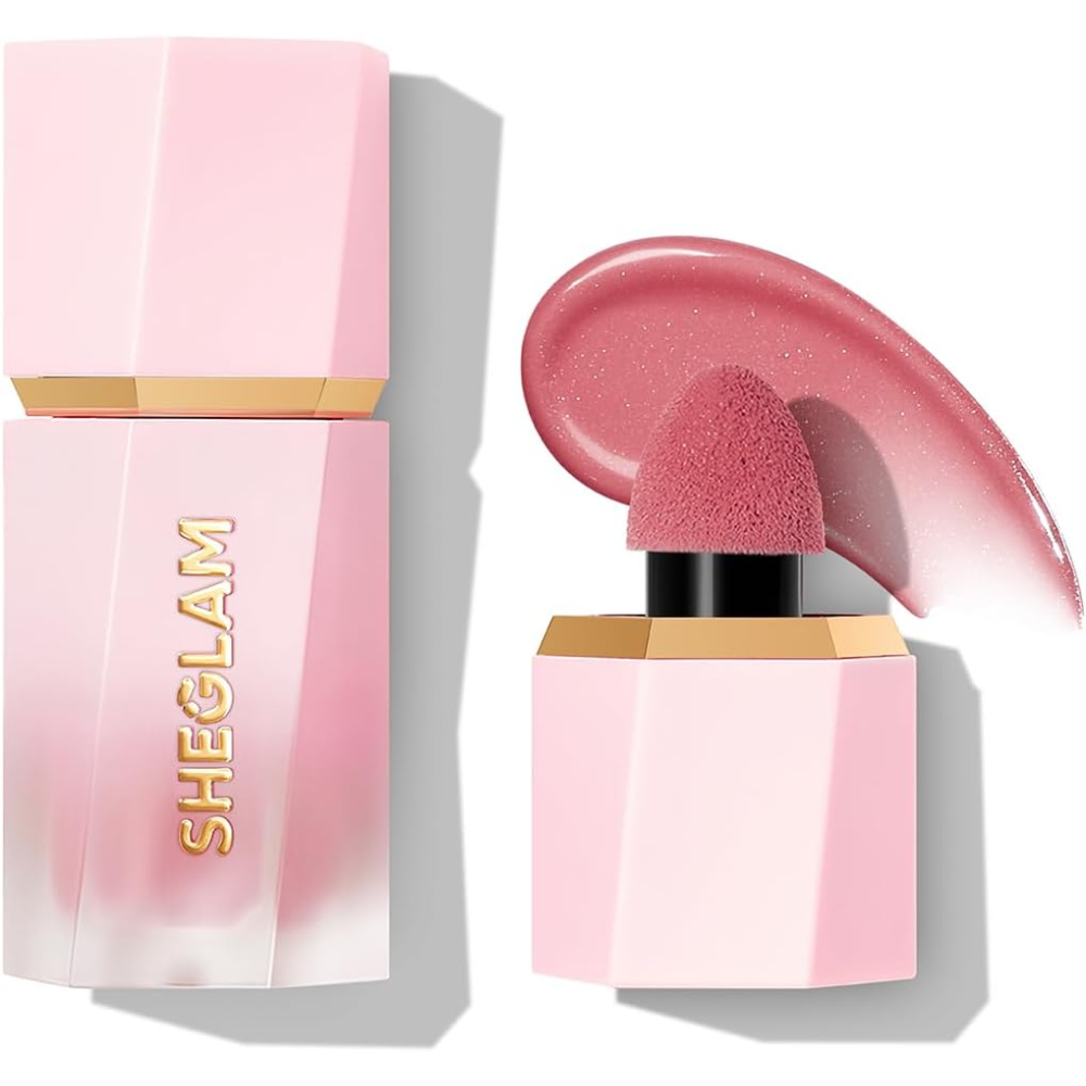 Sheglam Love Cake liquid blush in 5.2ml, featuring a vibrant makeup product with a colorful, creamy texture and sleek packaging.