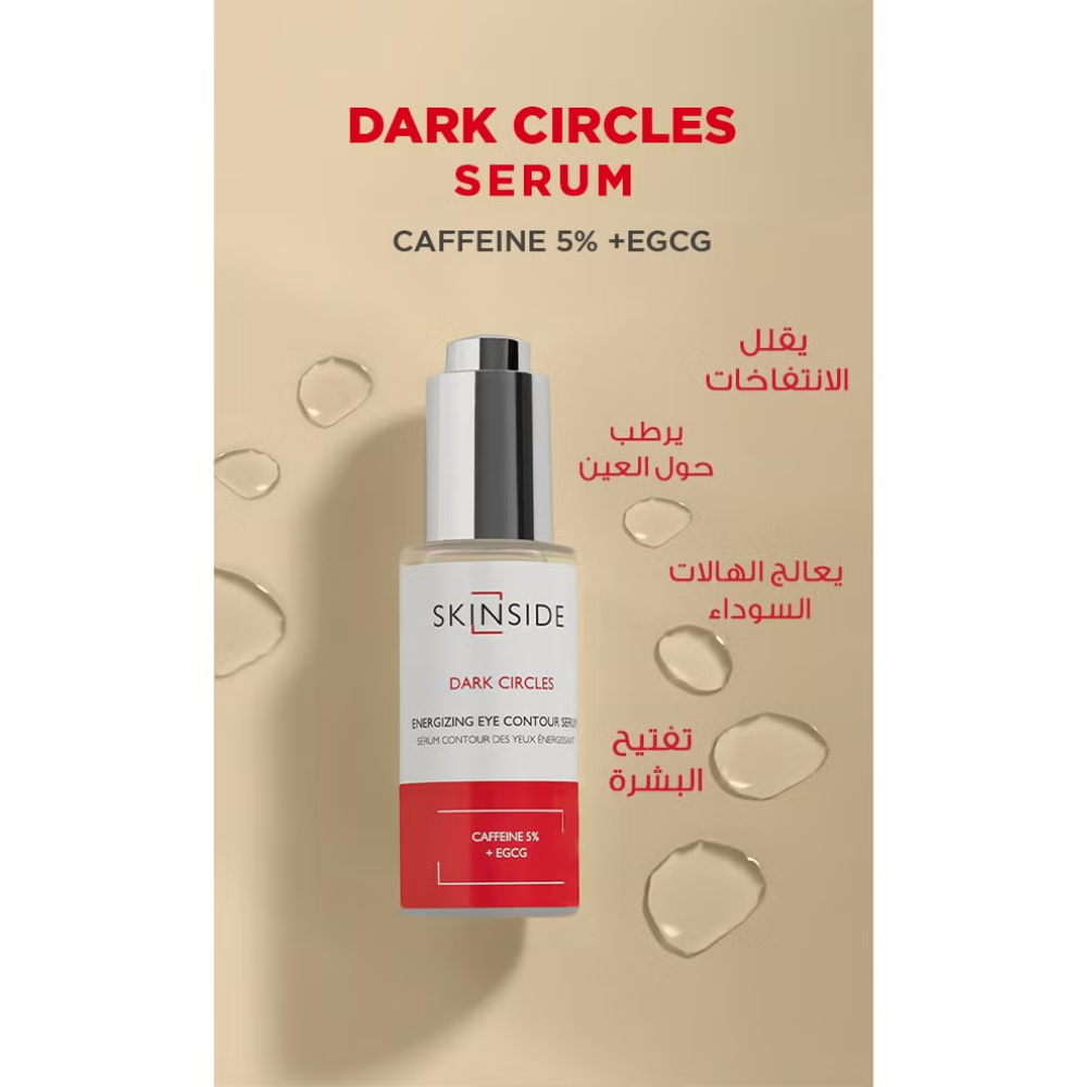 Skinside eye contour serum with caffeine in a 20ml bottle, designed for eye care and reducing puffiness.