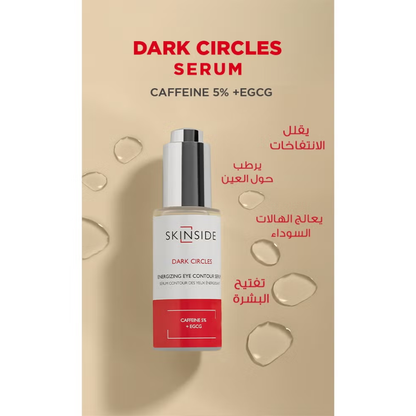 Skinside eye contour serum with caffeine in a 20ml bottle, designed for eye care and reducing puffiness.
