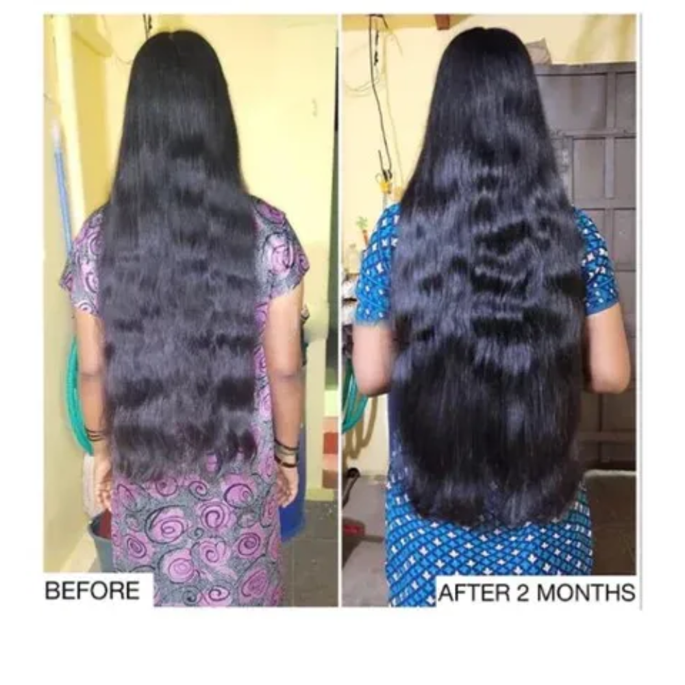 Sri Shiva Shakti Herbal Hair Oil with 108 herbs in a 500ml bottle, designed for Indian hair lengthening and thickening.
