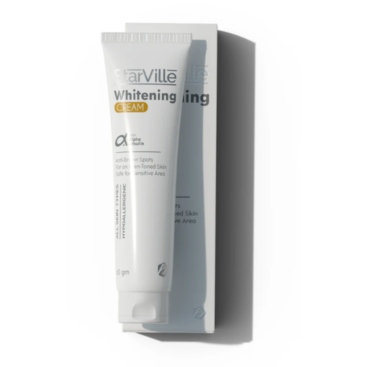 Starville whitening cream in a 60g jar, facial care product with a smooth, creamy texture for skin brightening and whitening.