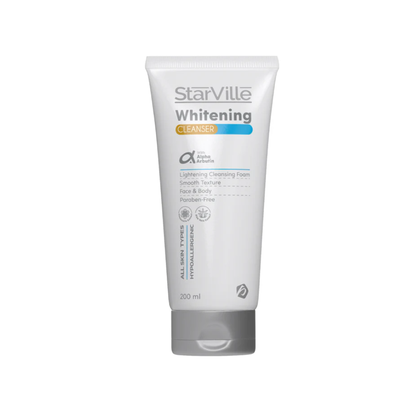 Starville Whitening Cleanser in 200ml bottle, facial care product with brightening and cleansing properties.