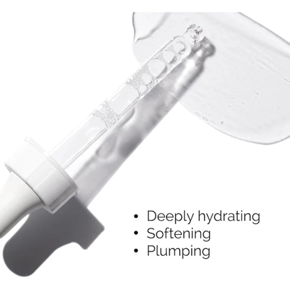 The Ordinary Hyaluronic Acid 2% + B5 facial serum bottle, showcasing clear dropper and product label for hydration skincare.
