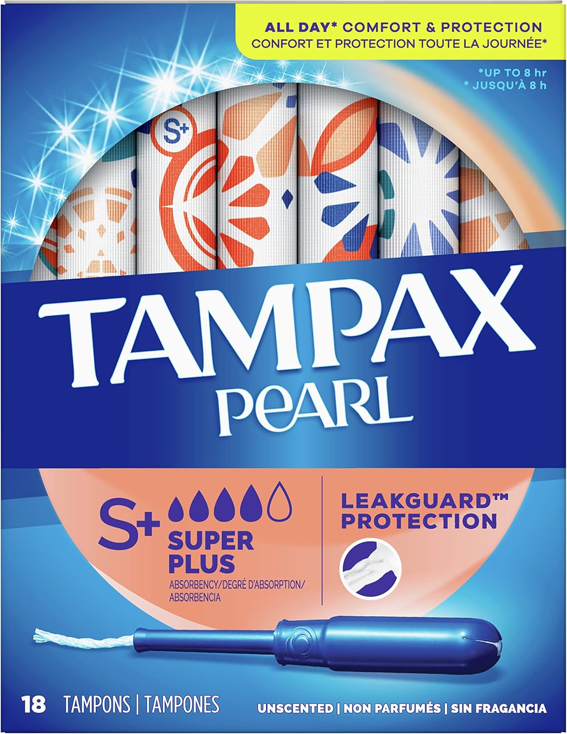 Tampax Pearl Plastic Super Plus Tampons, Unscented 18 each (Pack of 1)