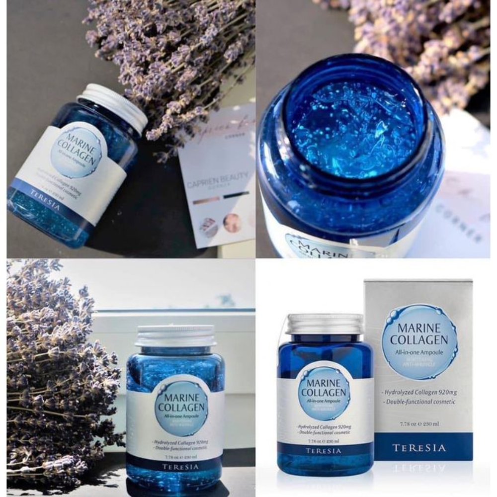 Teresia Marine Collagen All-in-One Ampoule bottle for facial care with whitening and anti-wrinkle benefits, 250ml.
