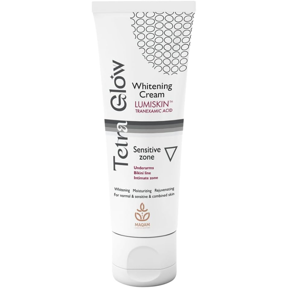 Tetra Glow Sensitive Zone Whitening Cream, with LumiskinTM and Tranexamic Acid, for Skin Brightening, 50 gm - belamoon