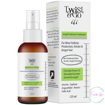 Twist & Go Length Intensive Treatment Lotion for hair in a 125ml bottle, designed to nourish and strengthen hair strands.