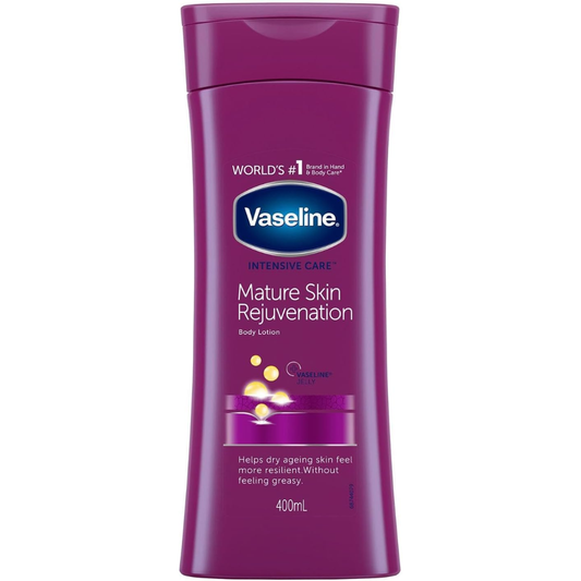Vaseline Intensive Care Mature Skin Rejuvenation Body Lotion in 400 ml bottle, designed for mature skin nourishment and hydration.