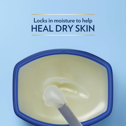 Vaseline petroleum jelly original for body care, showing a jar of Vaseline petroleum jelly on a clean surface.