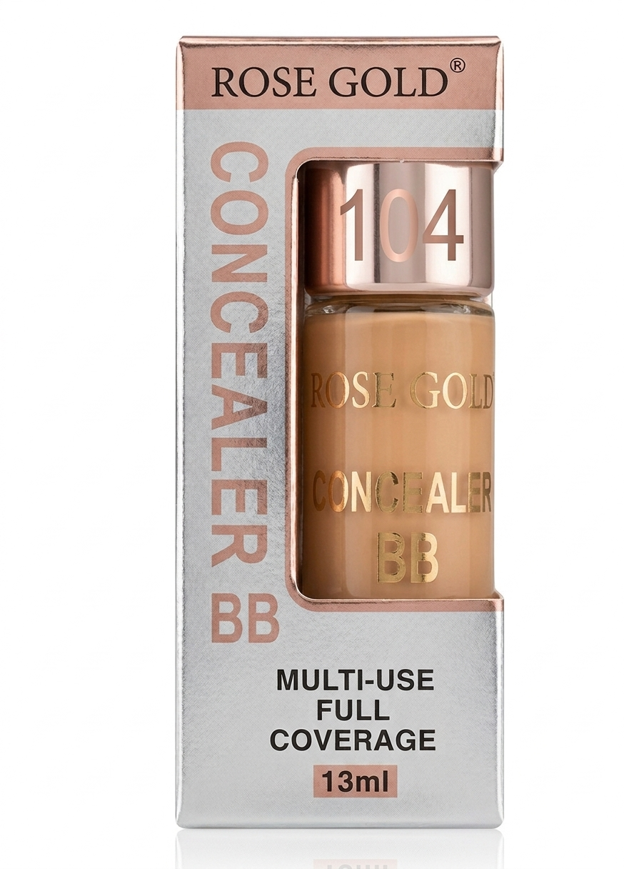 Rose Gold BB Concealer in 13ml, creamy makeup with full coverage in a rose gold tube, designed for a natural, flawless finish.