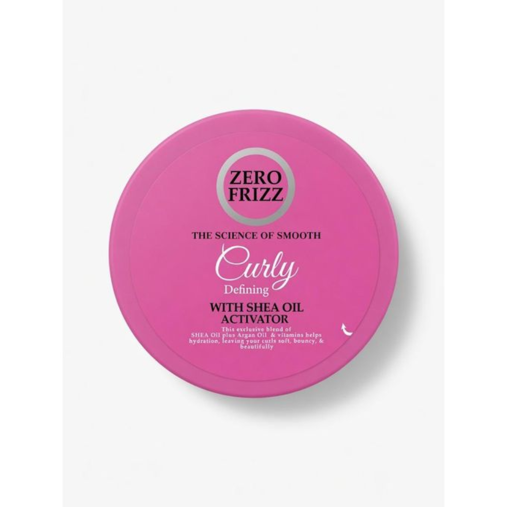 Zero Frizz Curly Defining Shea Oil in 250ml bottle, curly hair activator and frizz control hair care product.