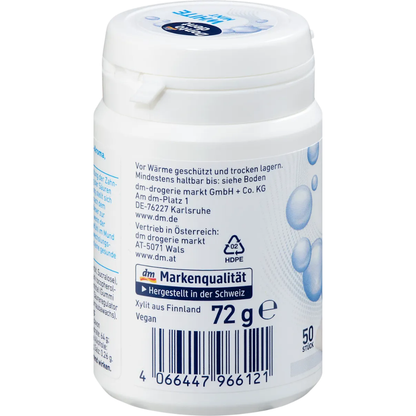 dontodent White Mint Sugar-Free Gum, dental care product with 50 pieces in a package, natural mint flavor, sugar-free chewing gum
