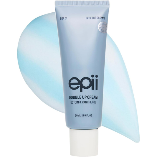 epii Double Up Cream 50ml hydrating facial cream in a white jar with a pump dispenser, designed for nourishing skin.